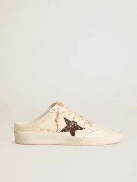 Ball Star Sabots in ivory nappa with bronze glitter star