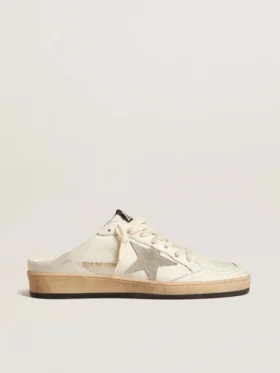 Ball Star Sabots in nappa leather with ice-gray suede star