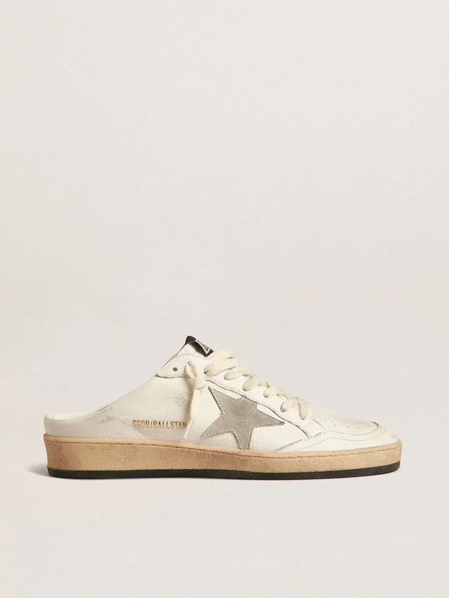 Ball Star Sabots in nappa leather with ice-gray suede star