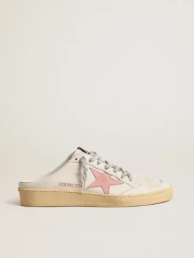 Ball Star Sabots in white nappa with an old-rose leather star