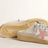 Ball Star Sabots in white nappa with an old-rose leather star
