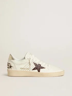 Ball Star with burgundy croc-print leather star and gold heel tab