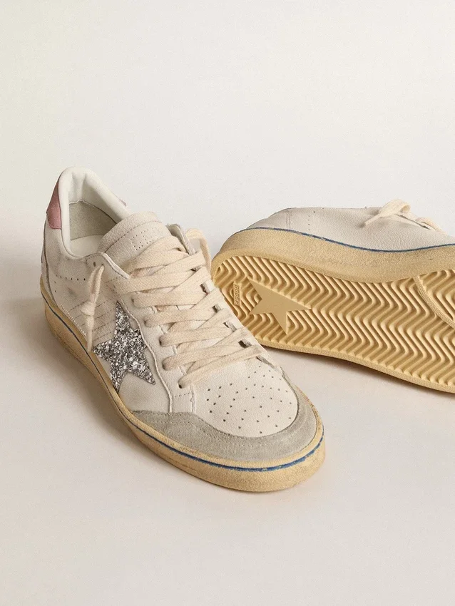 Ball Star with glitter star and pink suede heel tab