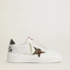 Ball Star with leopard pony skin star and black laminated leather heel tab