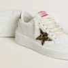 Ball Star with leopard pony skin star and black laminated leather heel tab
