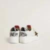 Ball Star with leopard pony skin star and black laminated leather heel tab