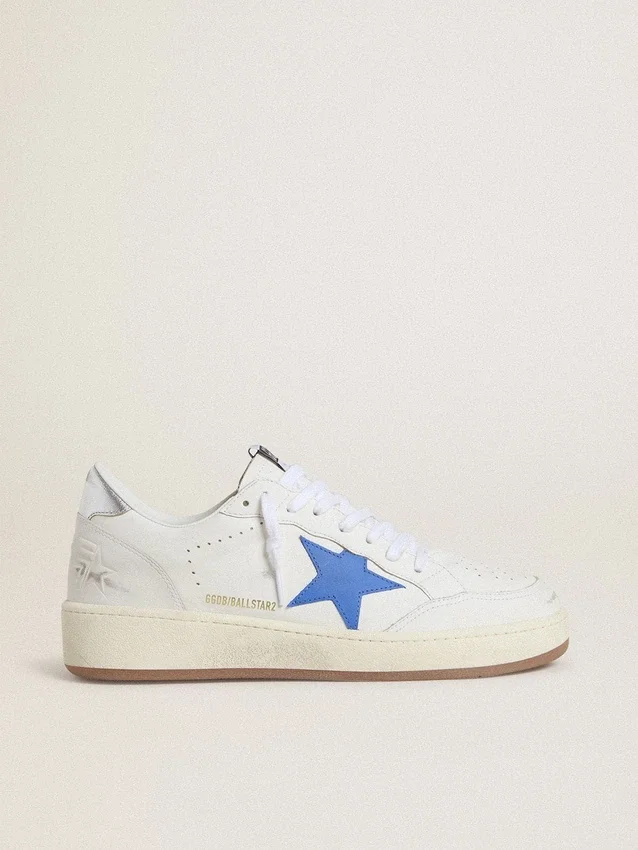 Ball Star with light blue leather star and silver foiled leather heel tab