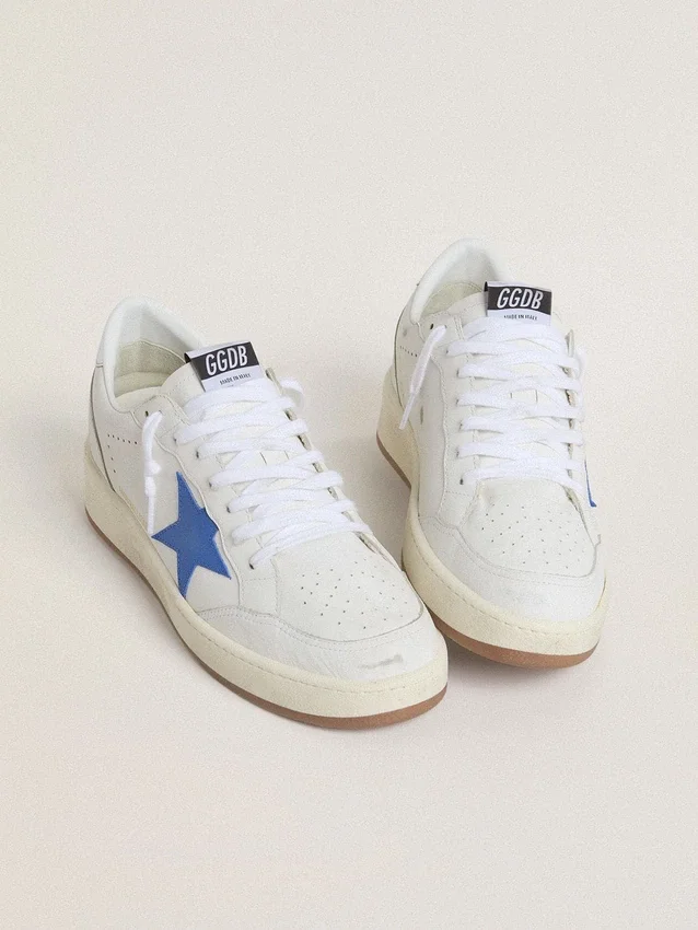 Ball Star with light blue leather star and silver foiled leather heel tab
