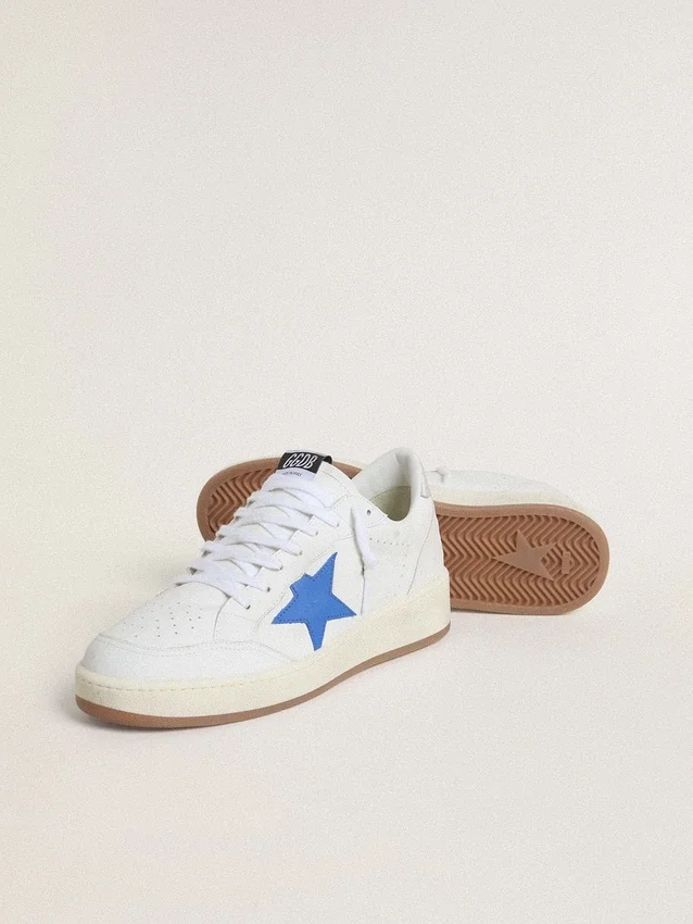 Ball Star with light blue leather star and silver foiled leather heel tab