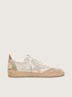 Ball Star with pink suede star and silver glitter edges and rose gold heel tab