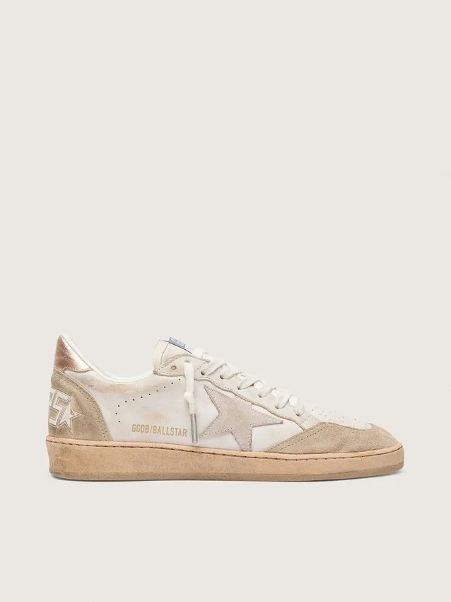 Ball Star with pink suede star and silver glitter edges and rose gold heel tab