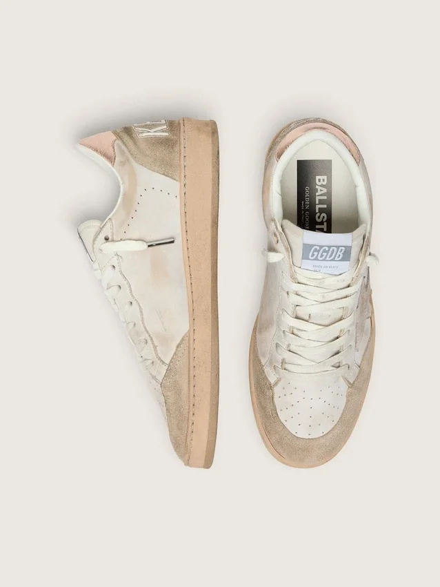 Ball Star with pink suede star and silver glitter edges and rose gold heel tab