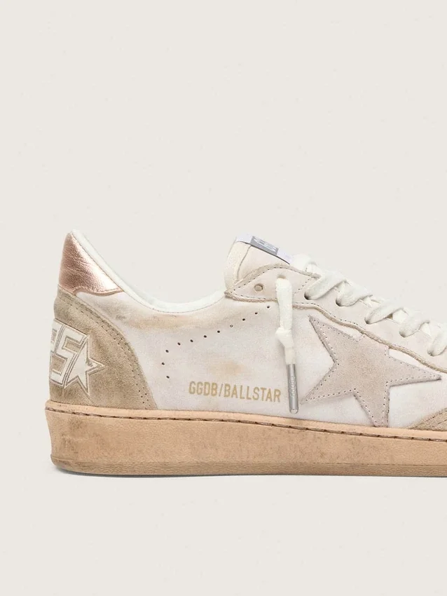 Ball Star with pink suede star and silver glitter edges and rose gold heel tab