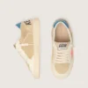 Ball Star Young in beige suede with red star and light blue heel tab