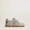 Ball Star Young in glitter with ice-gray suede inserts