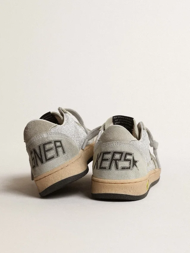 Ball Star Young in glitter with ice-gray suede inserts