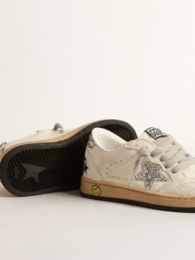 Ball Star Young in nappa with silver glitter star and heel tab