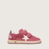 Ball Star Young in red suede with white leather star and metallic silver heel tab