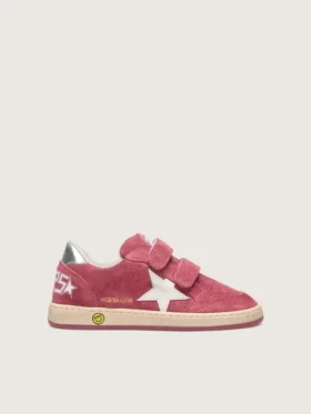 Ball Star Young in red suede with white leather star and metallic silver heel tab