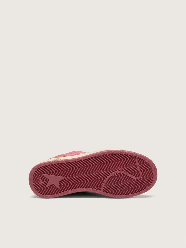 Ball Star Young in red suede with white leather star and metallic silver heel tab