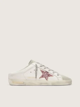 Bio-based Super-Star Sabot with pink glitter star and suede toe