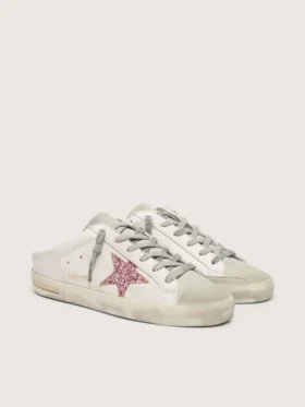 Bio-based Super-Star Sabot with pink glitter star and suede toe