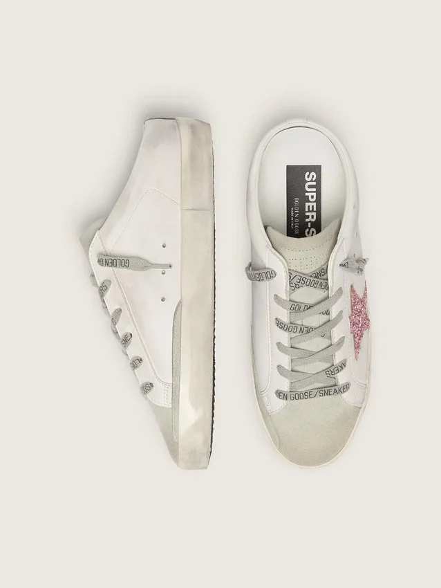 Bio-based Super-Star Sabot with pink glitter star and suede toe
