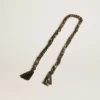 Black braided fabric charm with brass chain