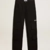 Black-colored ripstop nylon cargo pants