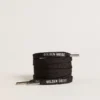 Black cotton laces with contrasting silver logo