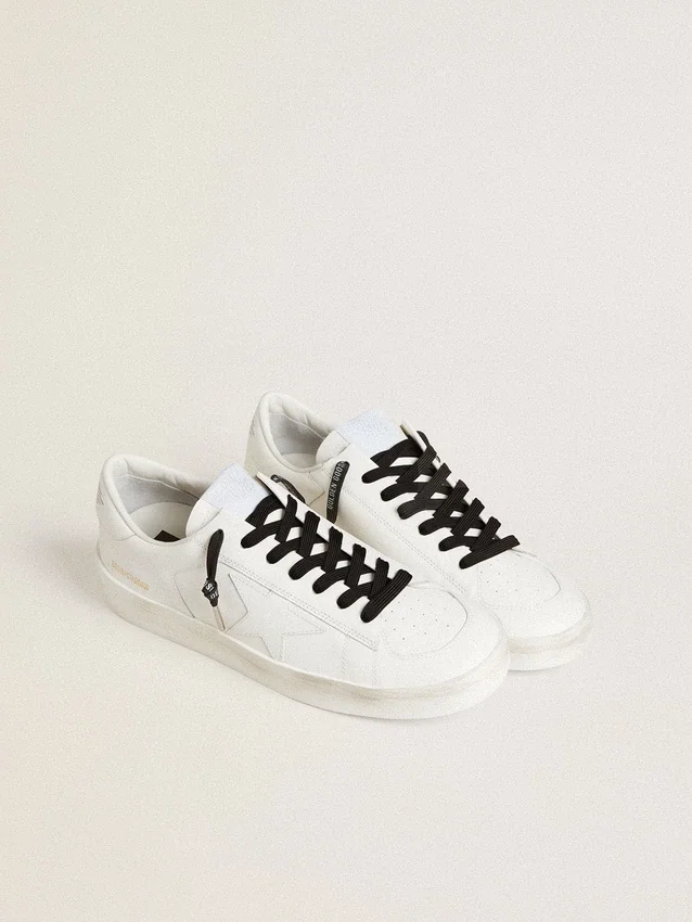 Black cotton laces with contrasting silver logo