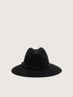 Black hat with leather strap