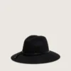 Black hat with leather strap
