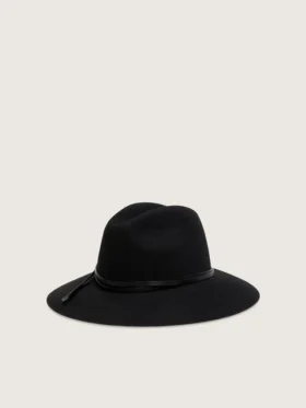 Black hat with leather strap