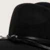 Black hat with leather strap