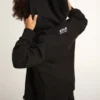 Black hooded sweatshirt with contrasting white star and logo