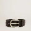 Black leather belt with studs