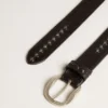 Black leather belt with studs