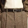 Black leather belt with studs
