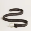 Black leather belt with studs