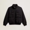 Black multi-pocket windcheater