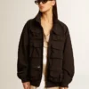 Black multi-pocket windcheater
