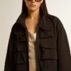 Black multi-pocket windcheater