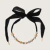 Black ribbon choker with studs