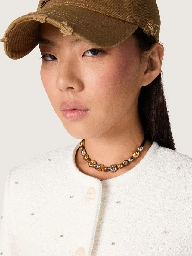 Black ribbon choker with studs