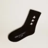 Black socks with contrasting white stars