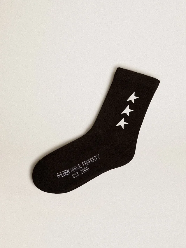 Black socks with contrasting white stars