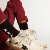 Black socks with contrasting white stars
