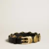 Black Trinidad belt in washed leather with gold studs