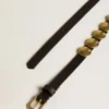 Black Trinidad belt in washed leather with gold studs